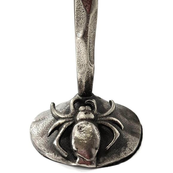 Gothic Halloween Spider Candle Holder Pair Black Metal Spooky Taper Candle Decor - Picture 10 of 12